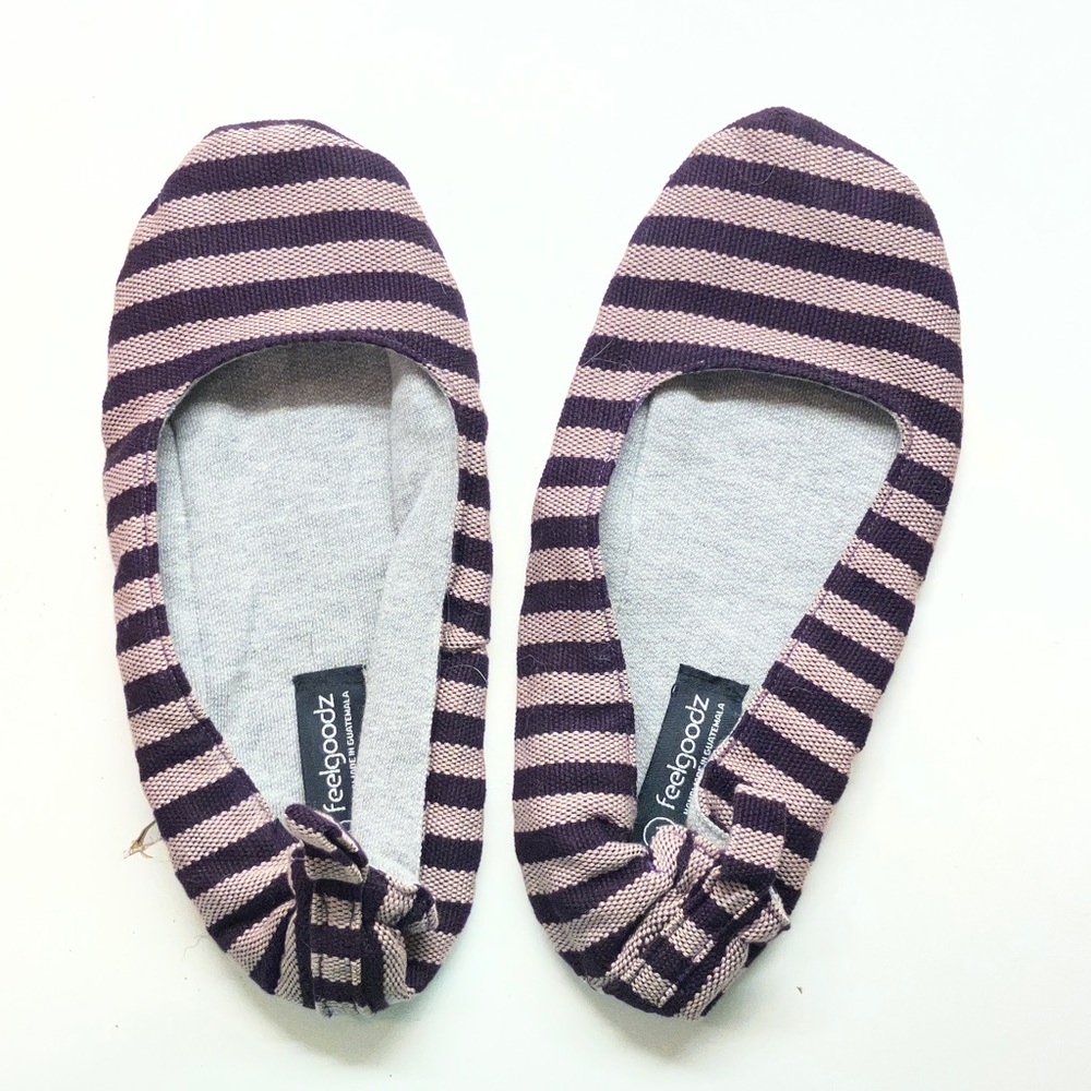 Feelgoodz Striped Black & Camel Slippers - Medium
